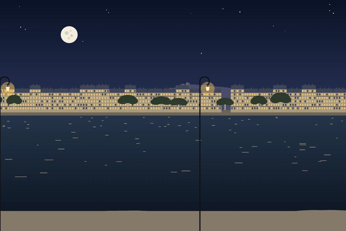 Paysage Paris, nuit, graine uhiign